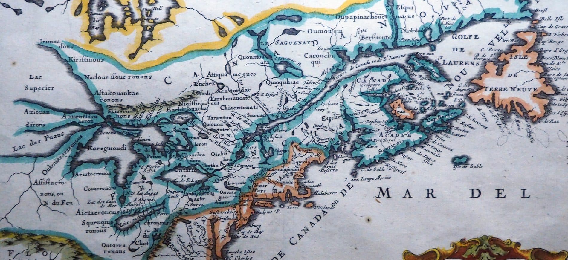 Nicolas Sanson, Carte de la Nouvelle-France, 1650. Le Saint-Laurent et les Grands Lacs, un siècle avant la Conquête.